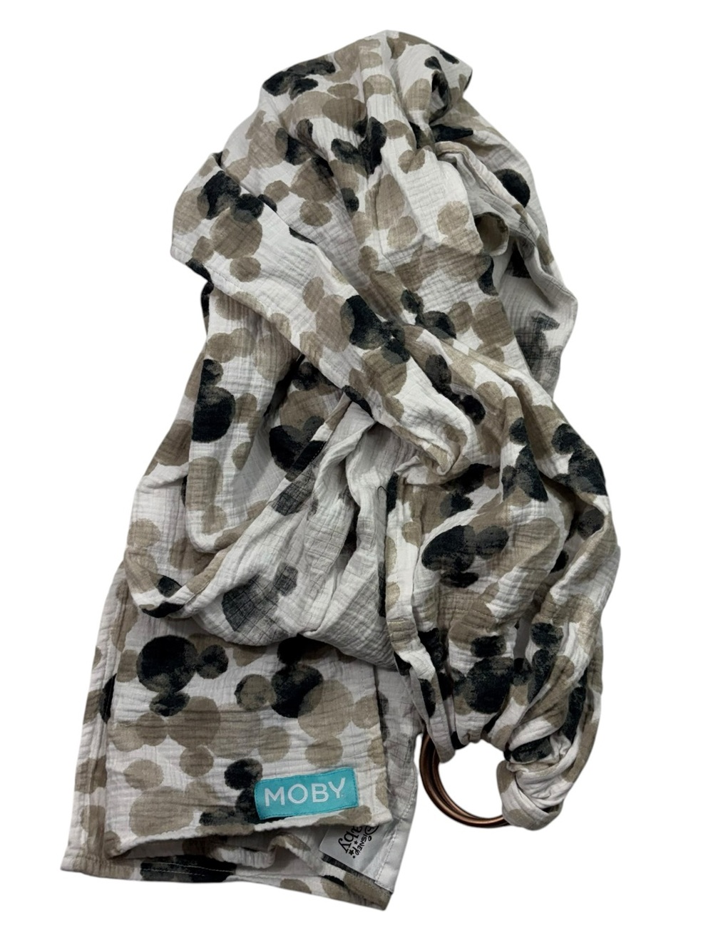 Moby x Disney Baby Neutral Muslin Cotton Brown Black Mickey Head Print Wrap OS